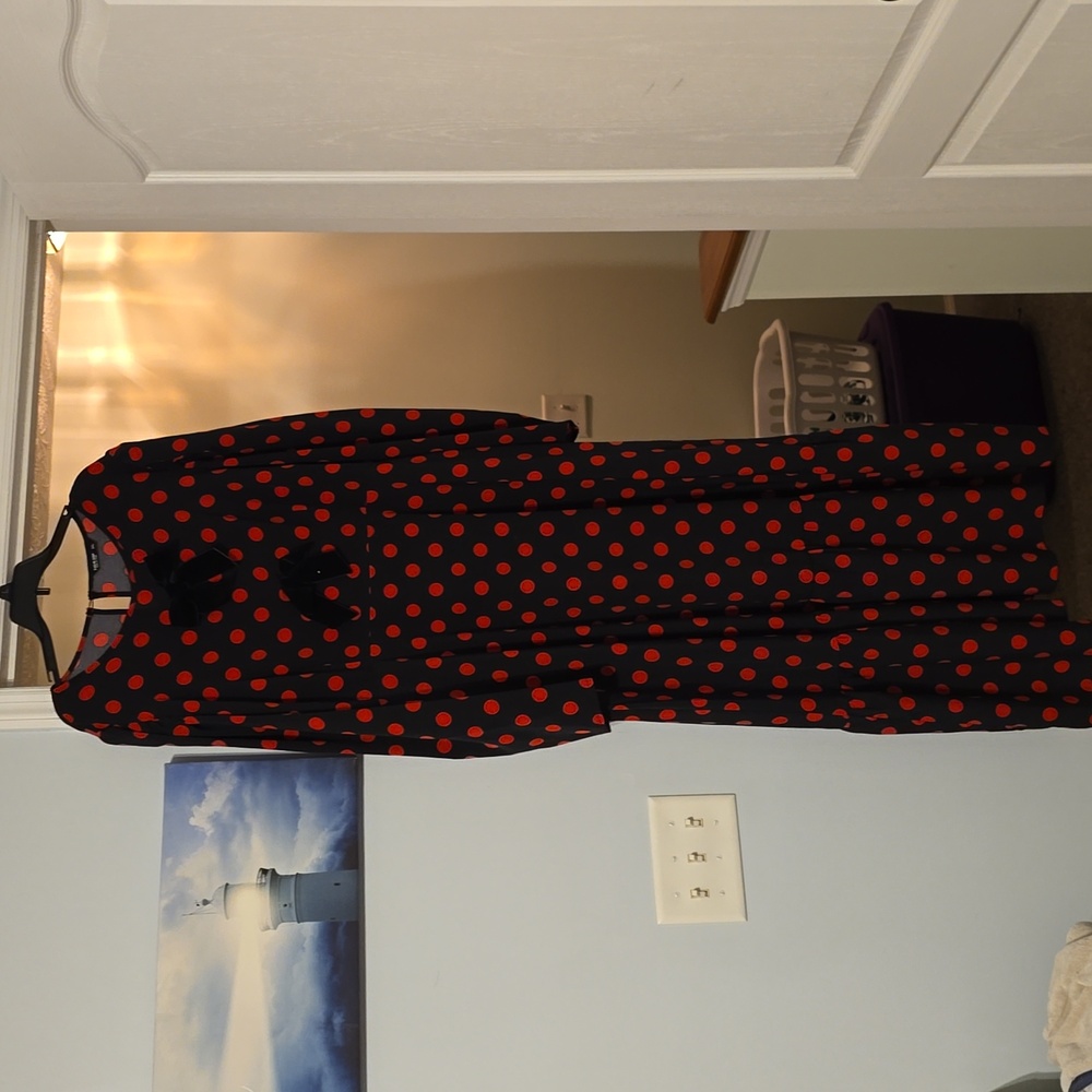 Shein curve 2x black and red polka dot dress